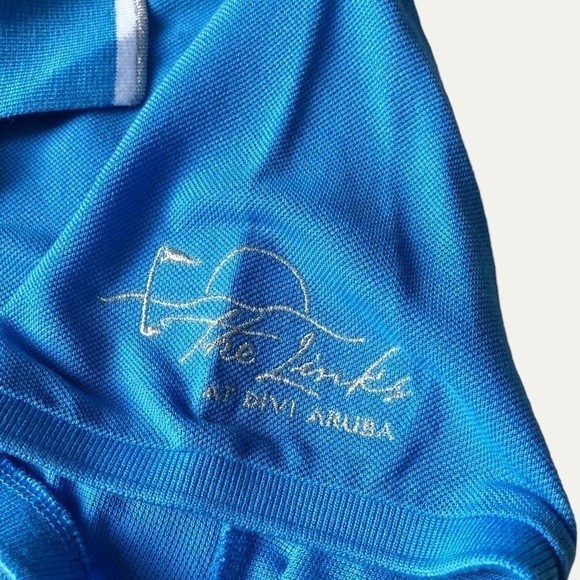 𝅺Ralph Lauren Polo Golf Shirt Big Pony Tailored Fit Cotton Mesh Blue Y2K - Picture 7 of 12